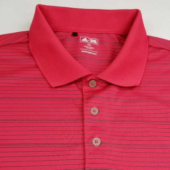 Adidas Golf 2XL Red Black Striped Embroidered Logo - Picture 6 of 8